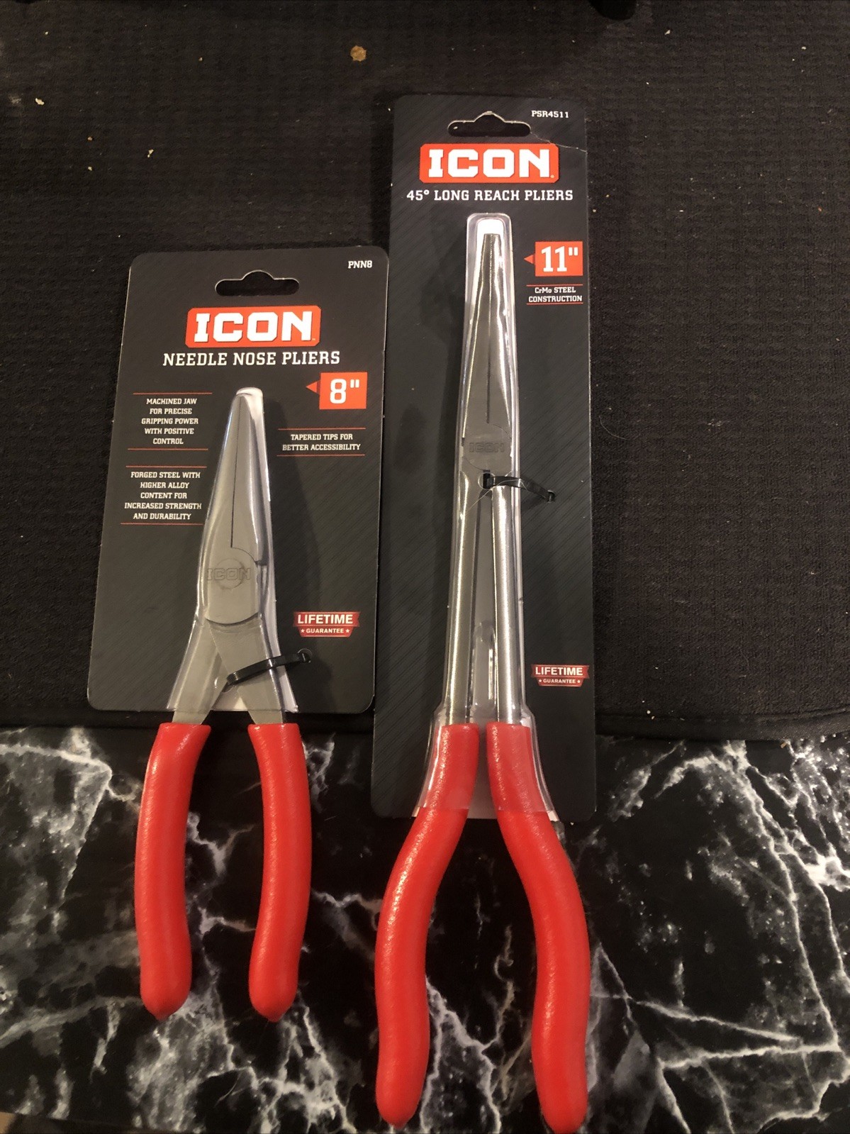 ICON PROFESSIONAL 8 in. NEEDLE NOSE PLIERS And Icon 45 Long Reach Pliers 11in