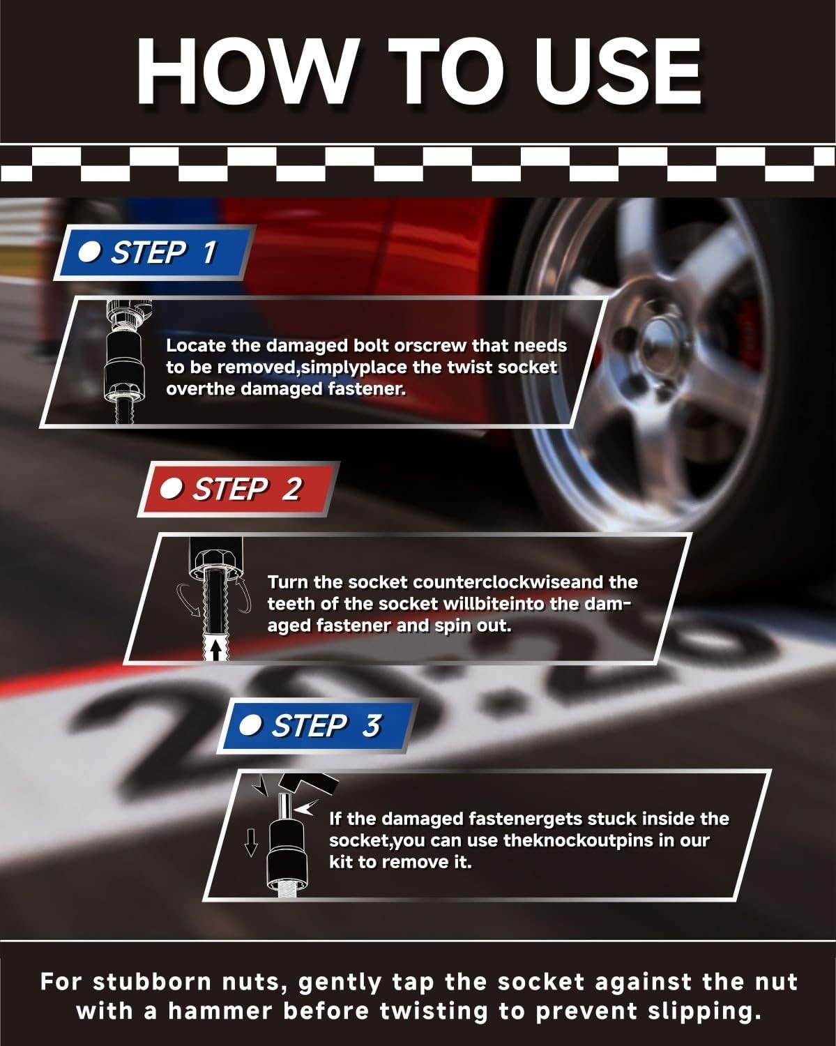 6-Piece Lug Nut Extractor Set – Impact Socket Wrench for Stripped Bolts