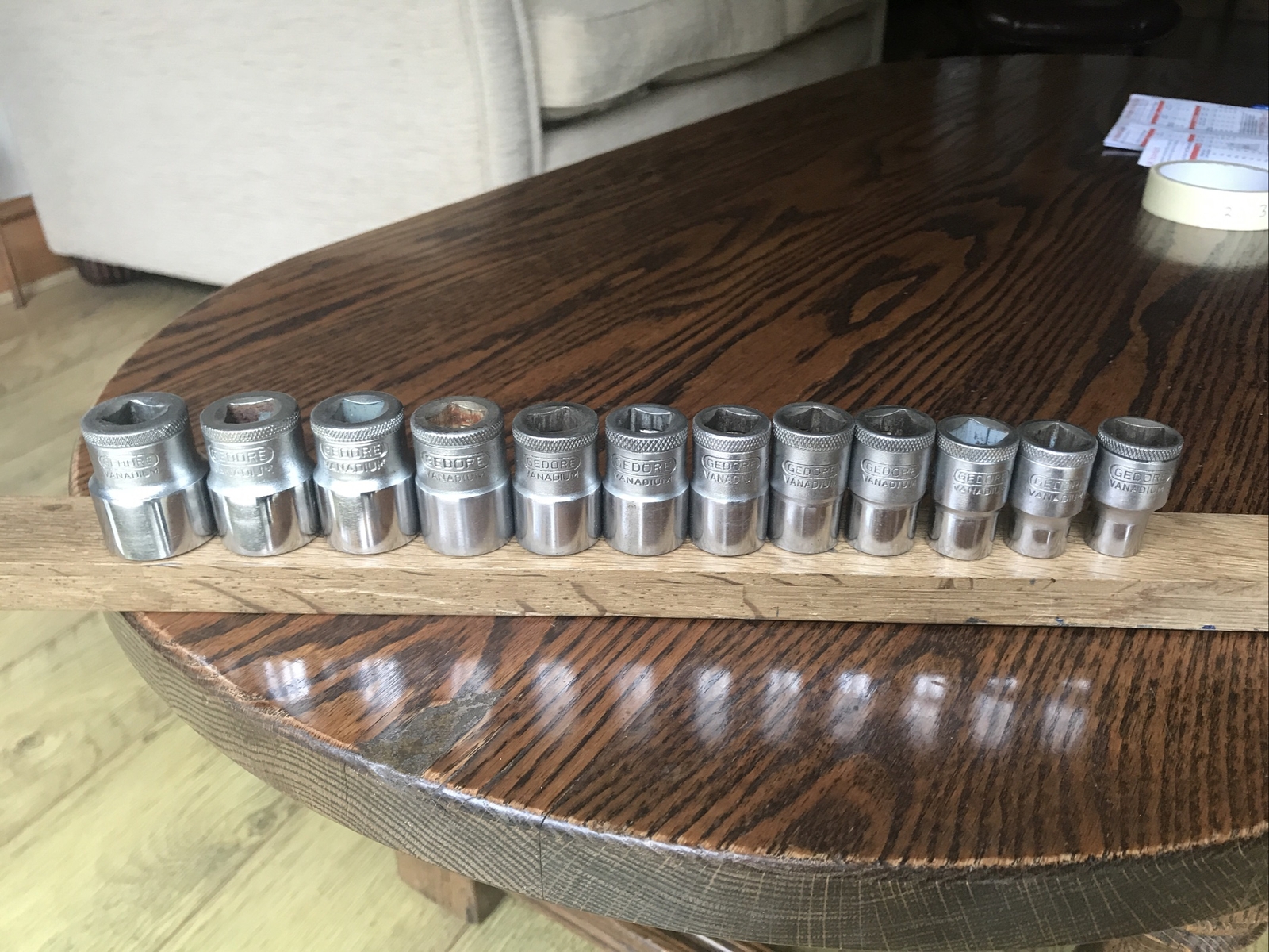 12 Gedore Sockets 1″ To 7/16″ AF With 1/2″ Drive. No 2.