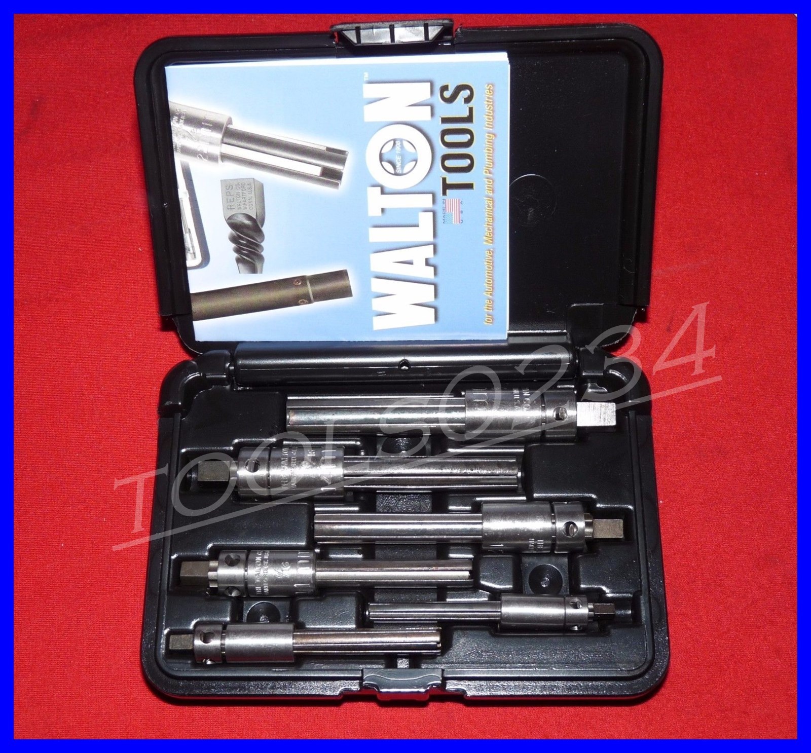 6 PC Tap Extractor Set 18003 Walton 4 Flute SAE / Metric in case NC NF USA