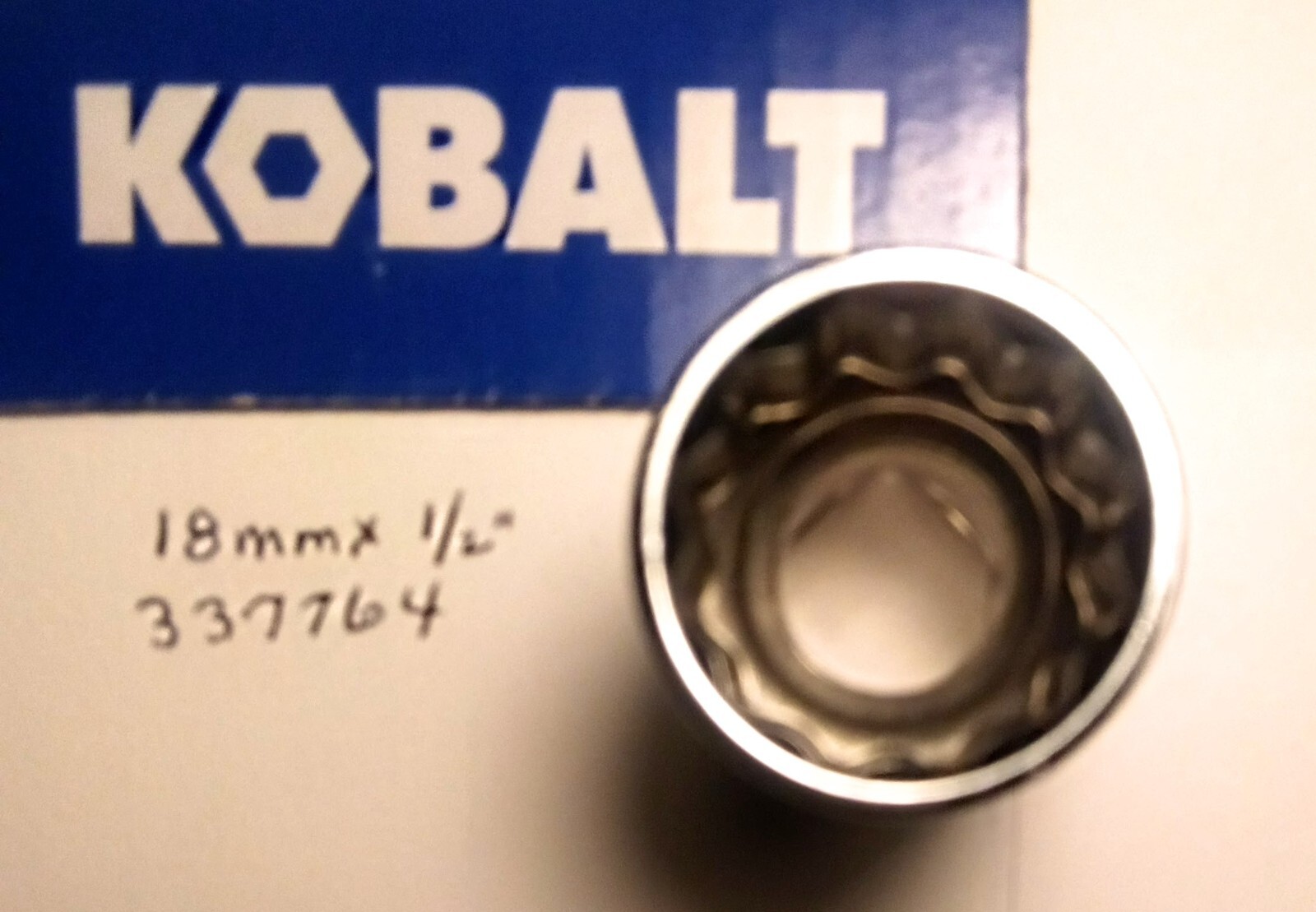 Kobalt 18mm x 1/2 In Dr Metric Socket 12 pt 337764 Free Shipping