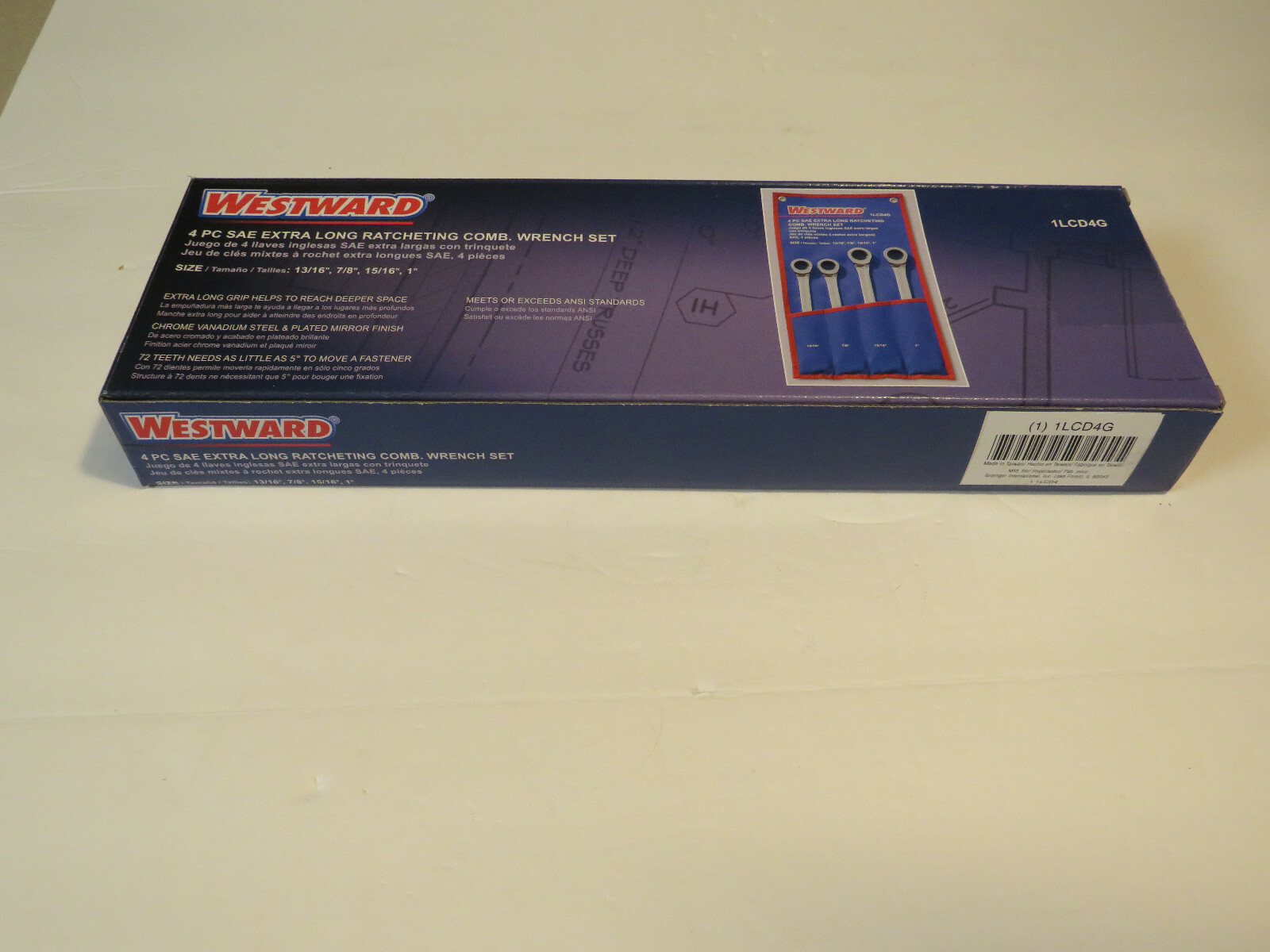WESTWARD SAE EXTRA LONG RATCHETING WRENCH SET SIZES: 13/16″, 7/8″, 15/16″ 1″