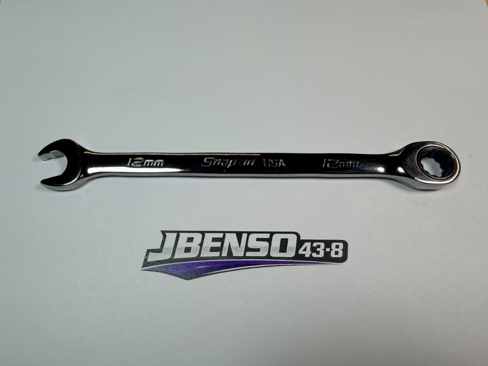 Snap-on Tools NEW 12mm Metric 0° Non-Reversing Ratcheting Combo Wrench SOXRM12A