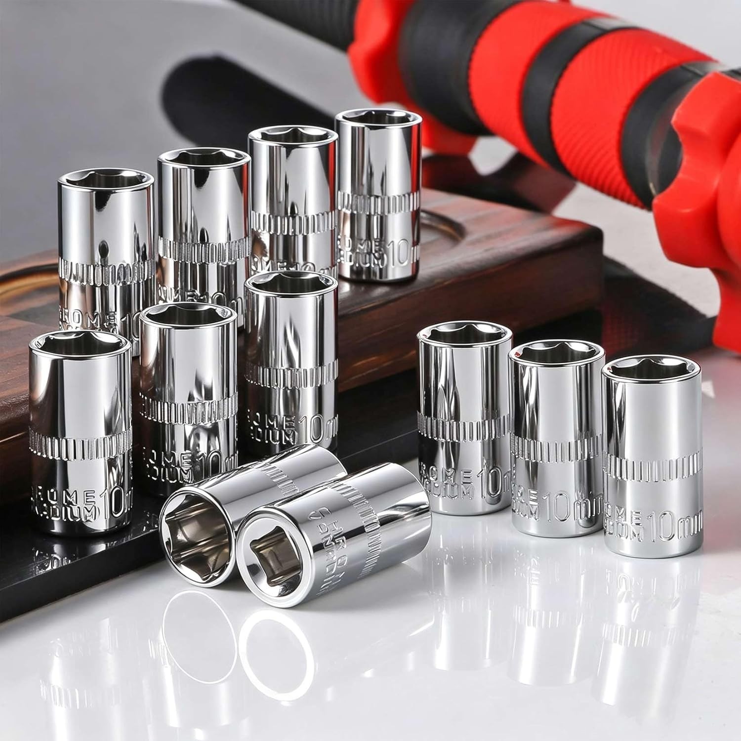 2Pcs Shallow Socket 1/4 Inch Drive 10mm socket 6 Point -CORROSION RESISTANCE