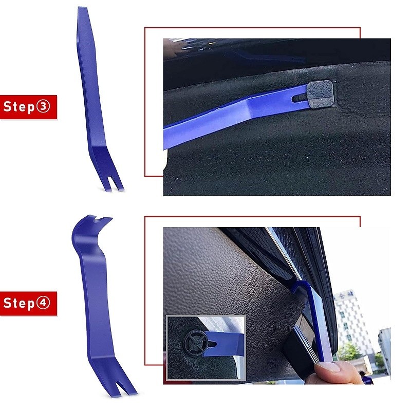 Trim Removal Kit With Metal Pry Removal Tool Dash Radio Stereo Blue Plastic