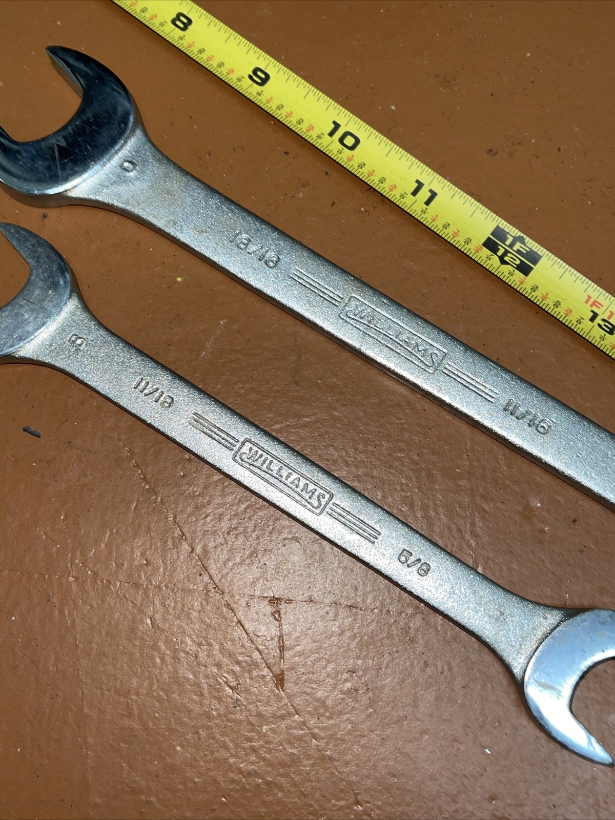 Vintage Williams USA 2 Piece SAE Open End Wrench Set 5/8 11/16 13/16 Superrench
