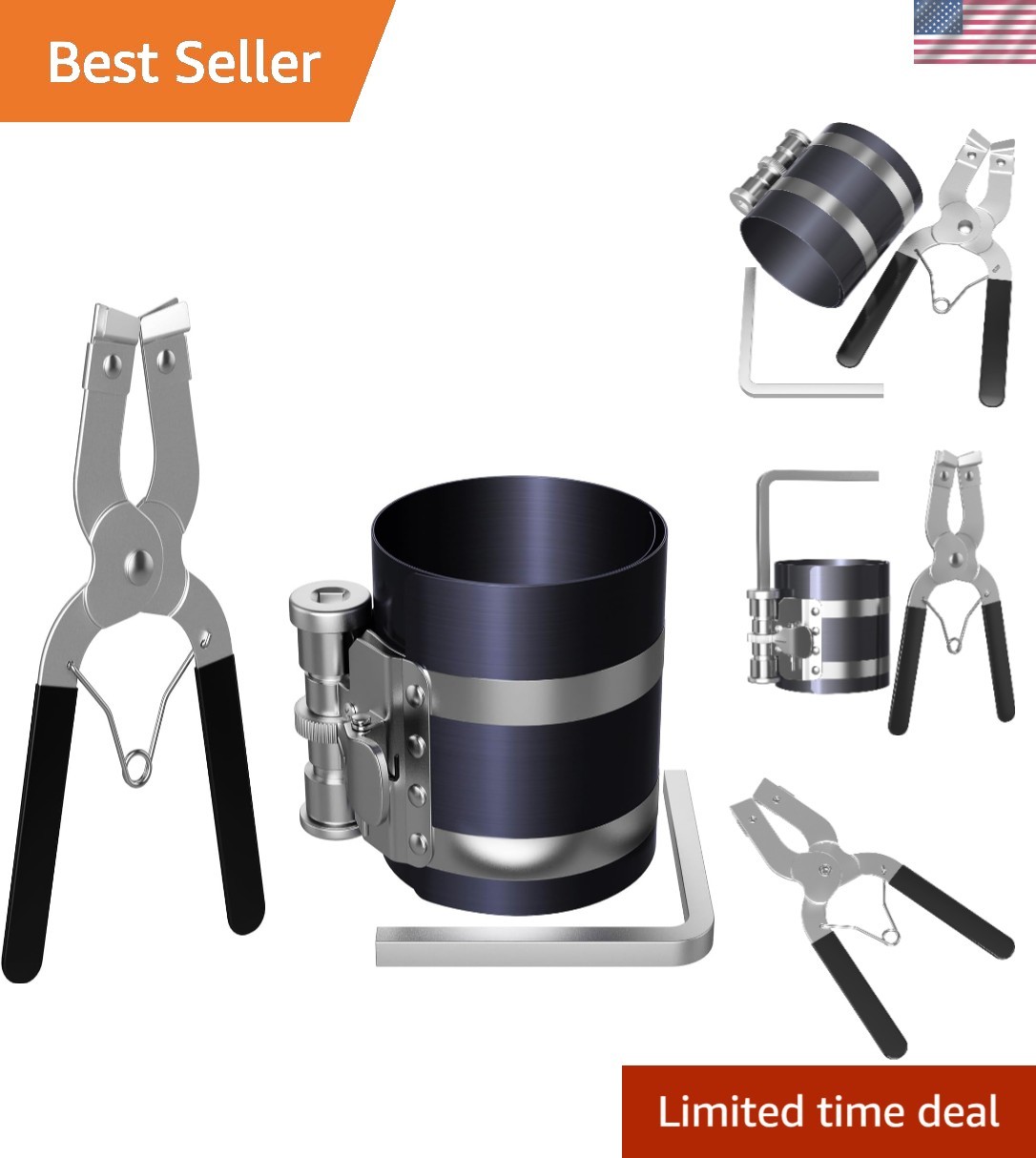 Effortless Piston Ring Installation Tool Set: Adjustable Size from 53mm to 175mm
