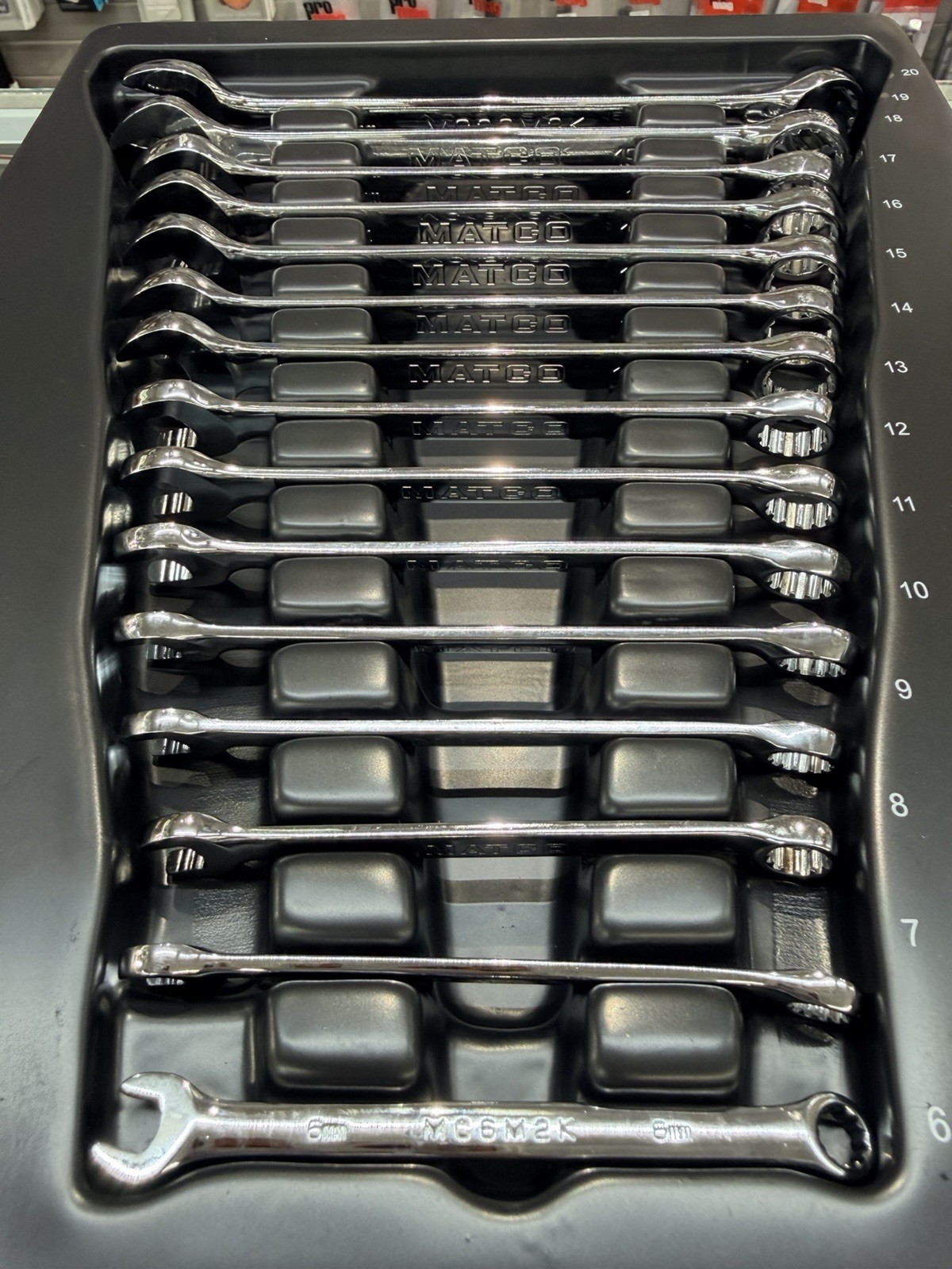 Matco MC6M2K-MC20M2K 6-20mm 15 Piece Metric Chrome 12 Point Wrench Set