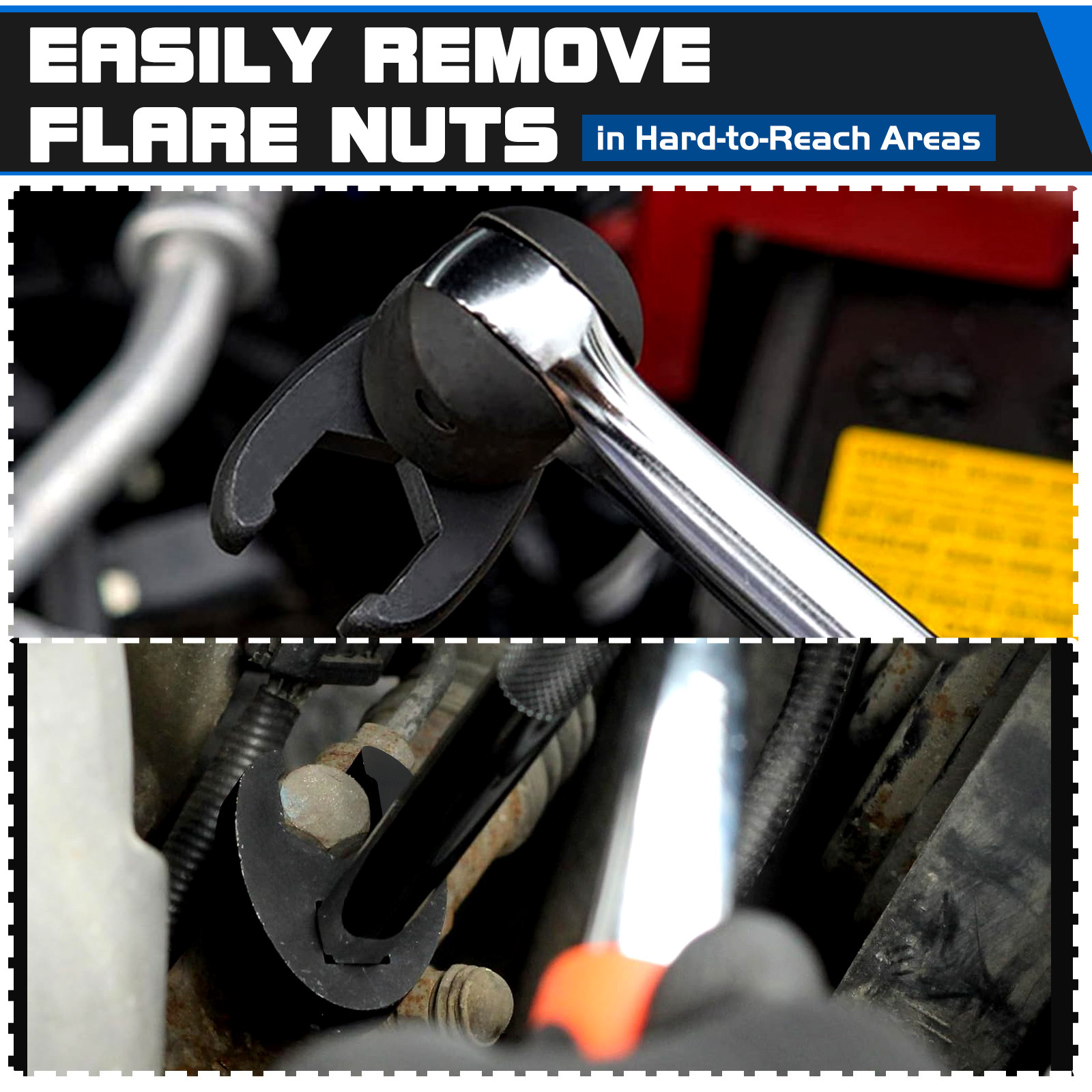 15PCS Crows foot Wrench Set 1/2″ and 3/8” Drive Flare Nut Crowfoot Wrench Set
