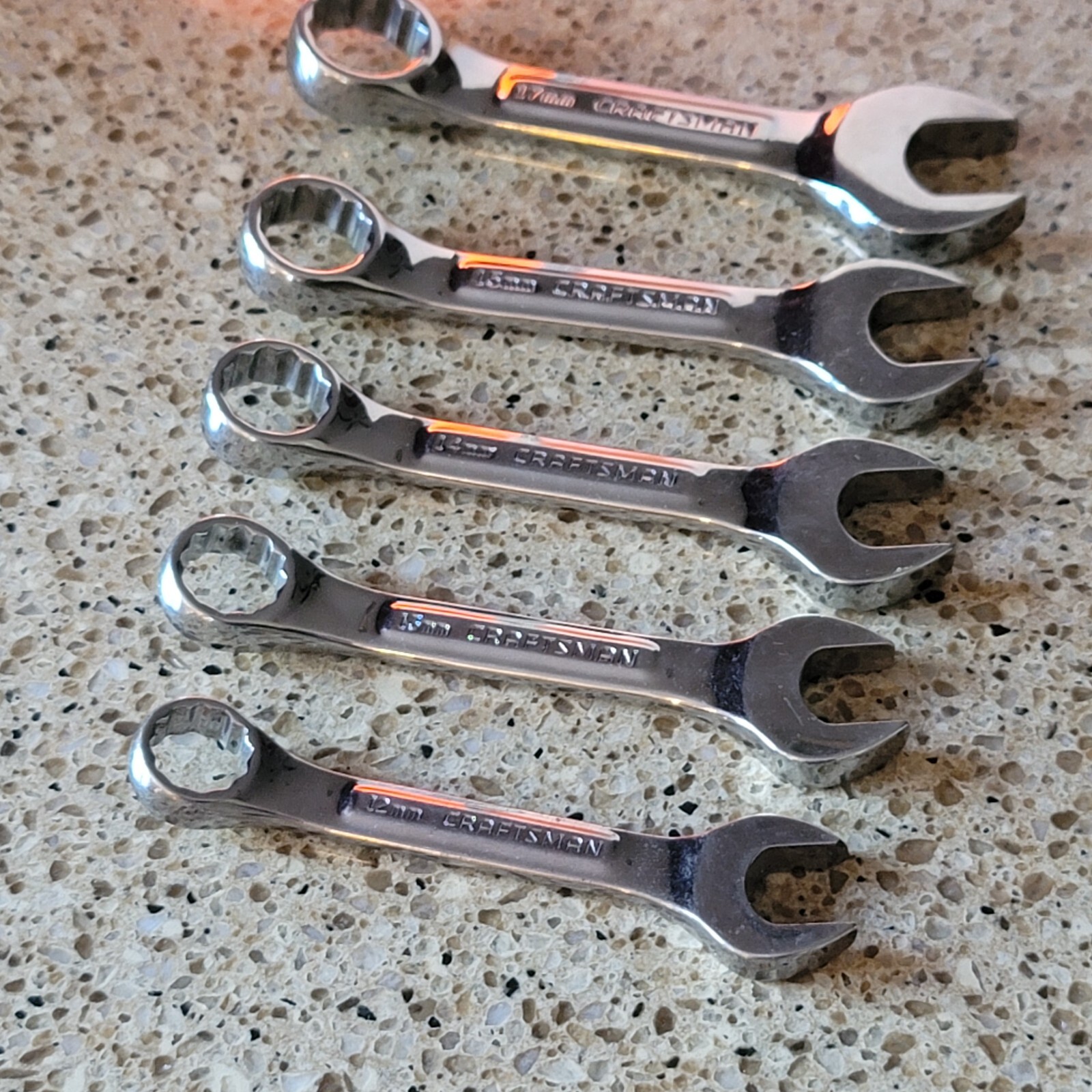 Lot of 5 Craftsman Pro. VV Stubby Combo Wrench 12mm 13mm 14mm 15mm 17mm READ ME!