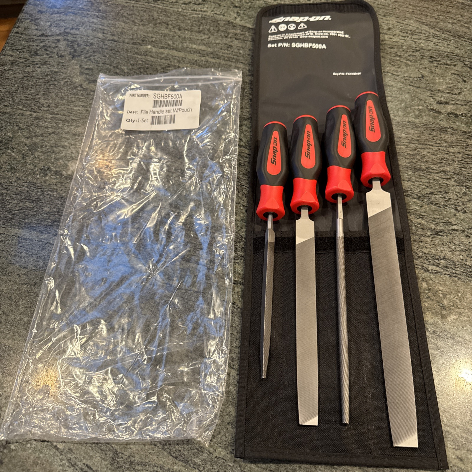 snap on sghbf500a red 4 pc file handle set with pouch new