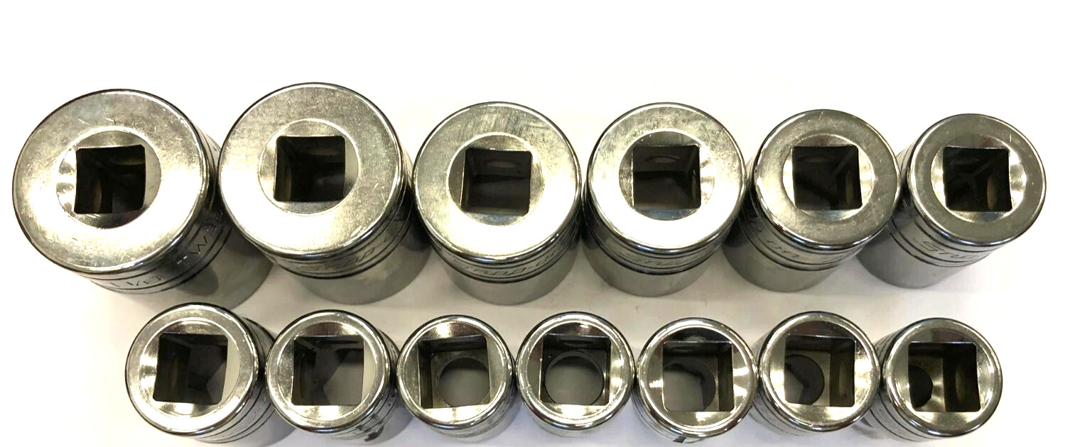 New Snap-on 1/2″ drive 3/8″ to 1 1/8″ 6-point Shallow Socket Set 313TWYA Unused