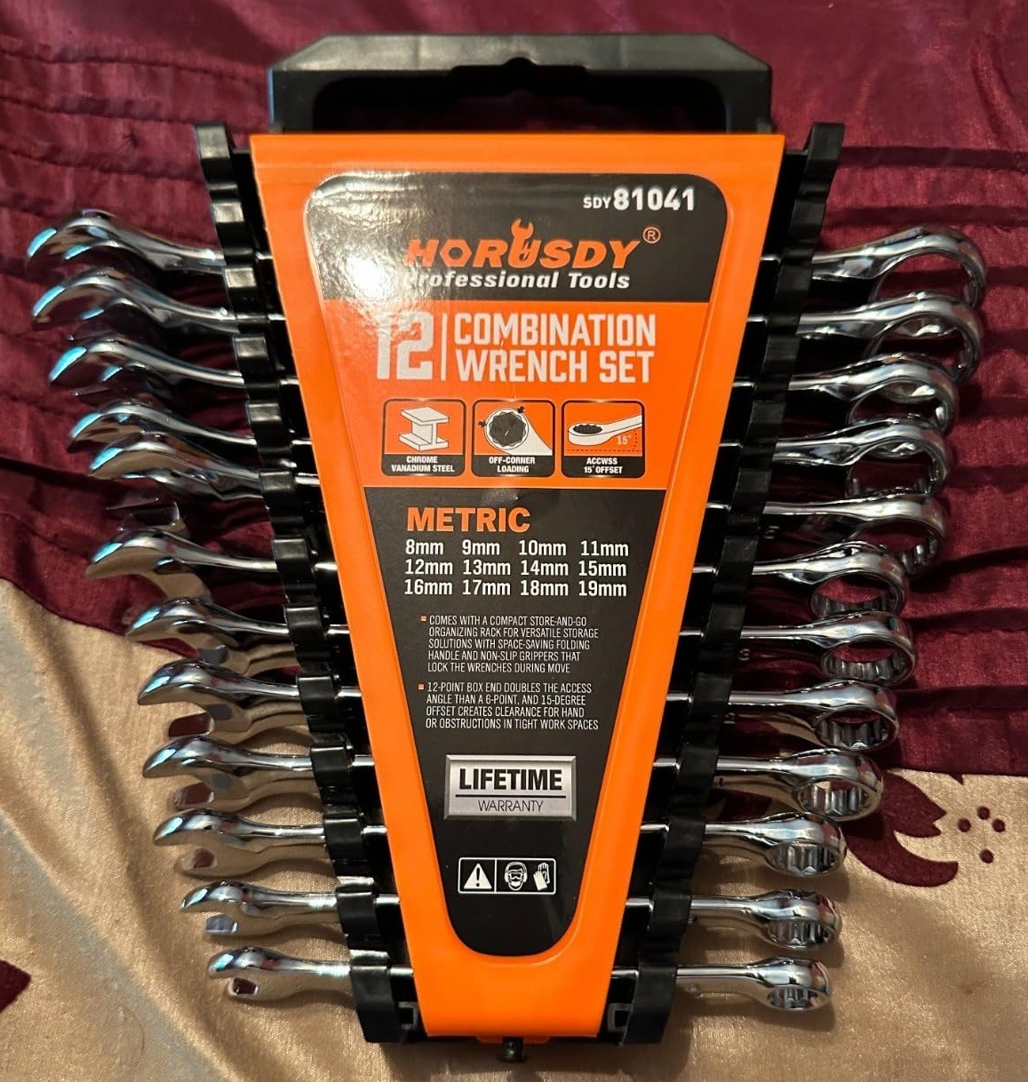 HORUSDY 12-Piece Metric Wrench Set | Combination Wrench Set with Organizer