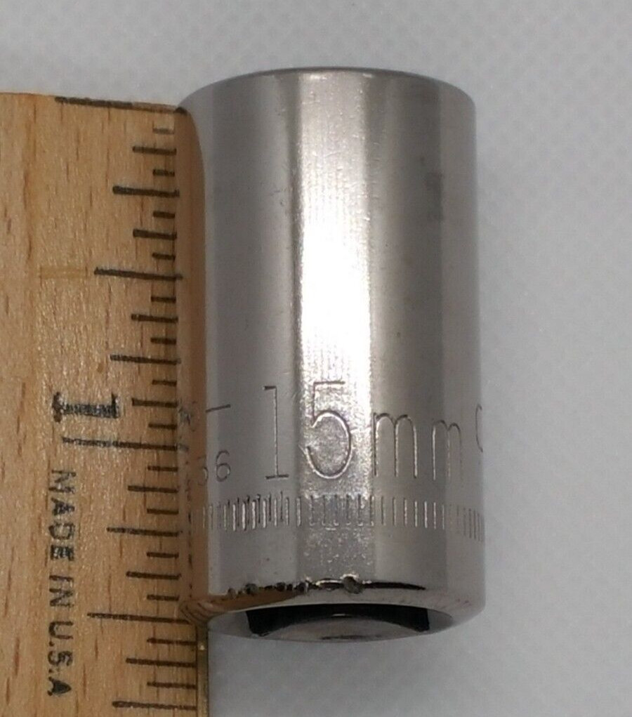 Vintage Craftsman 1/2″ Drive 15MM 12 Pt Shallow Socket Metric G2 44236 USA NOS