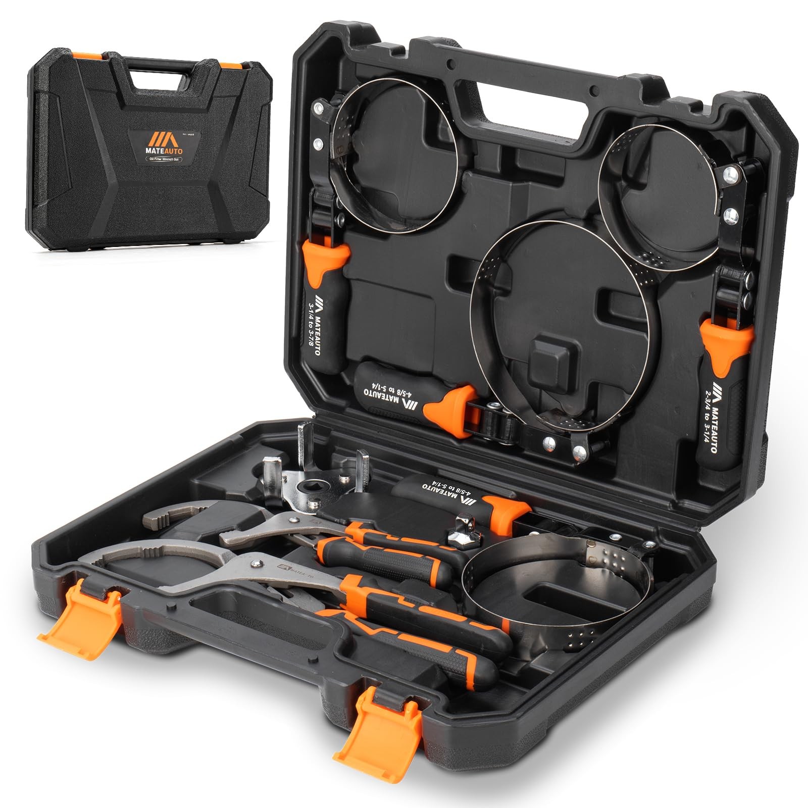 8 PCS Adjustable Oil Filter Wrench Set 9/12 Inch Removal Tool Case 1/2 3/8