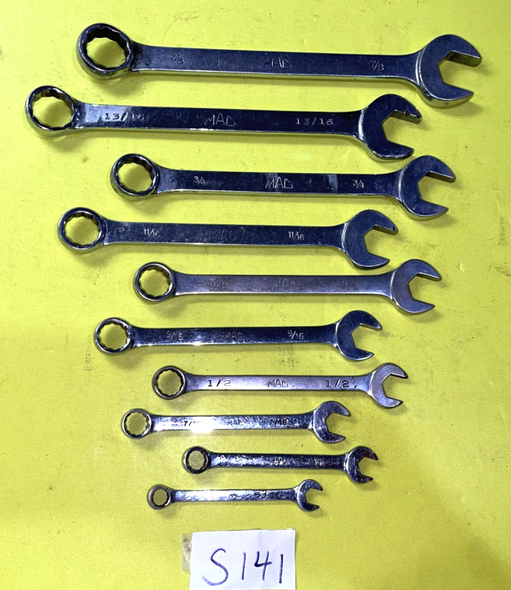 MAC TOOLS 10 PIECE SAE. STANDARD COMBINATION WRENCH SET 12 POINT 5/16 TO 7/8