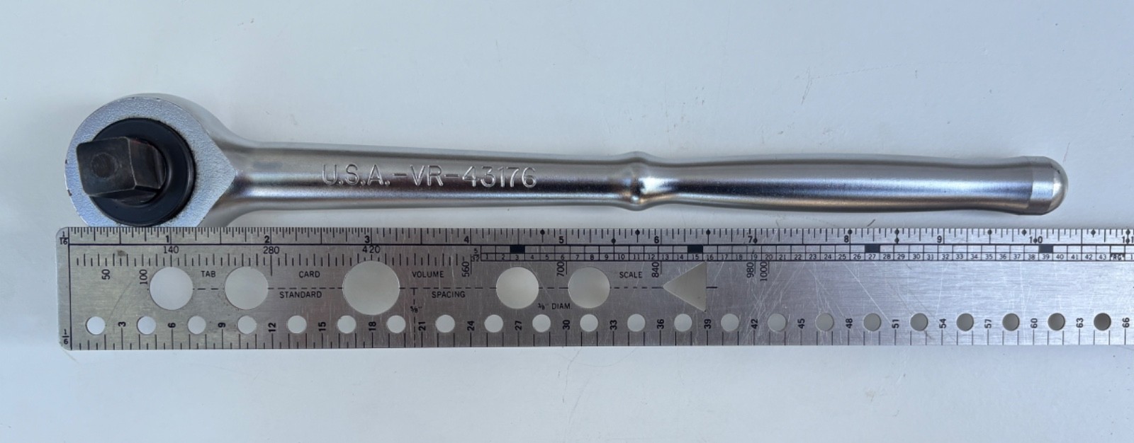 Vintage Craftsman 1/2″ Drive 10″ long Teardrop Handle Ratchet VR 43176