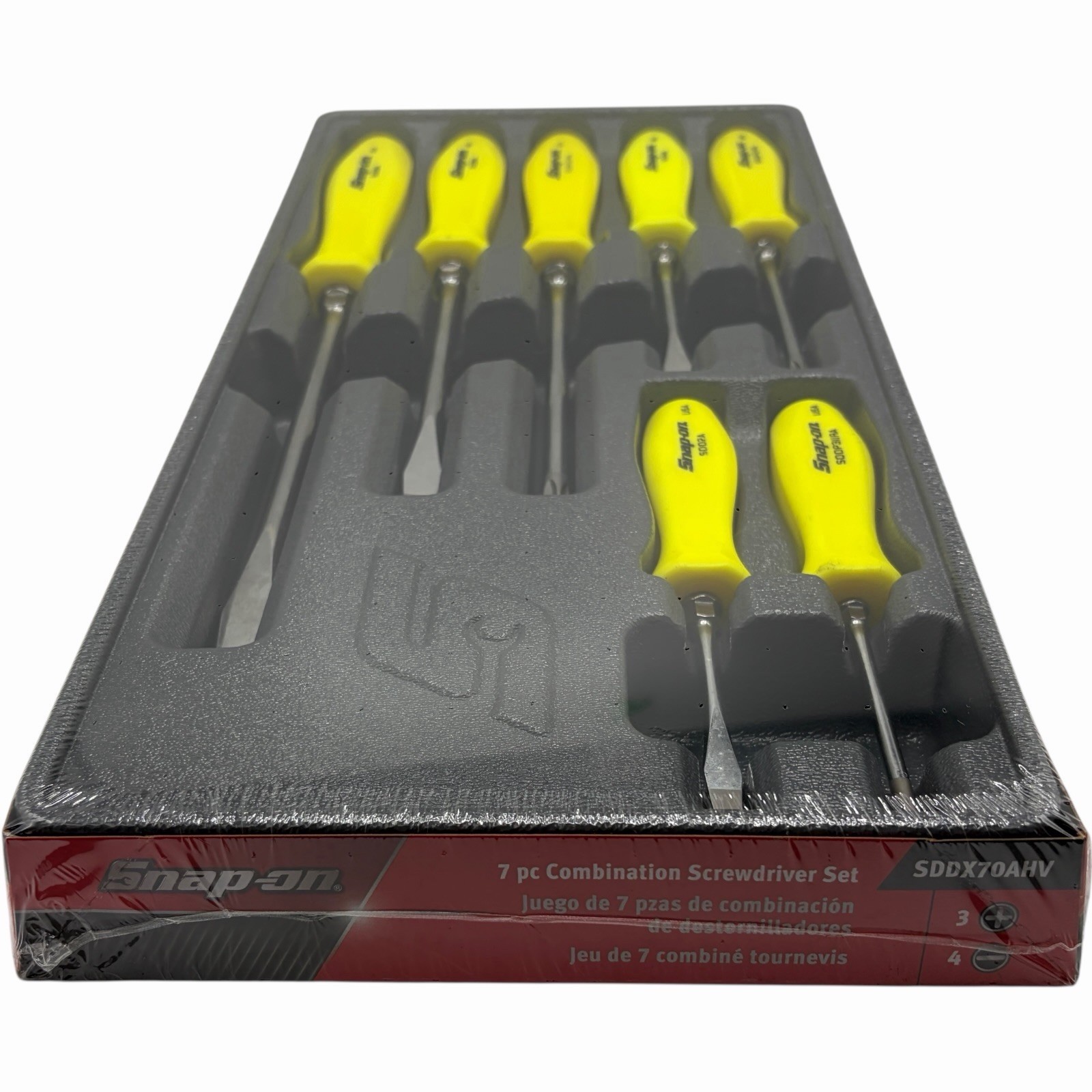 Snap On Tools High Vis Yellow Hard Handle Combination Screwdriver Set SDDX70AHV