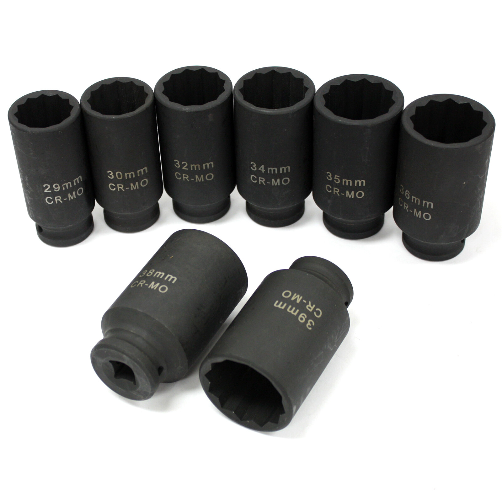 8pc 1/2″ Dr. METRIC DEEP IMPACT SOCKET SET 12 POINT NUT SPINDLE AXLE 90MM LENGTH