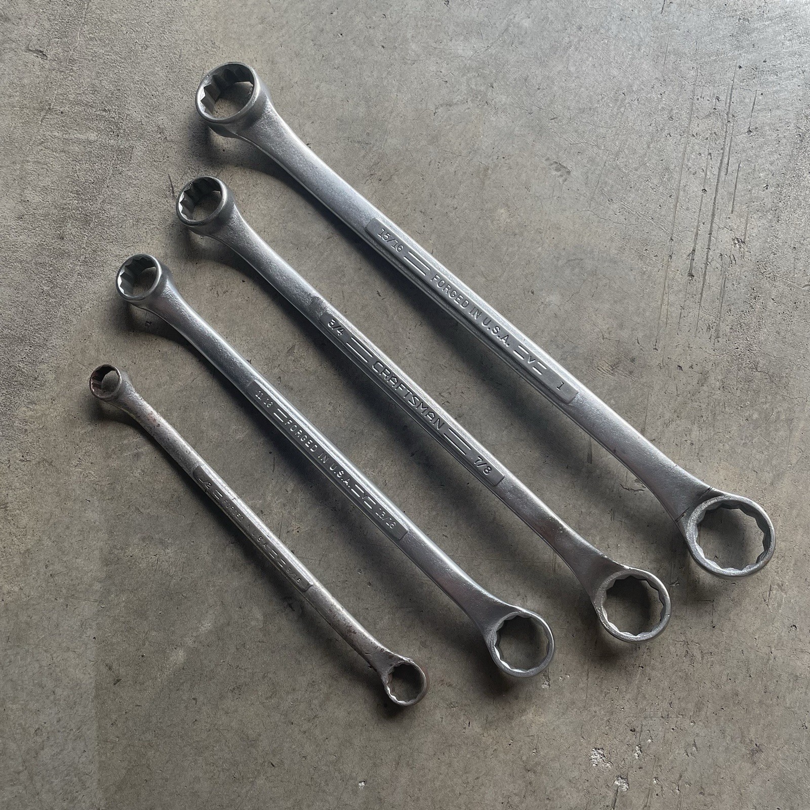Vintage Craftsman 4pc 12 point SAE Double Offset Box End Wrench Set USA Made =V=