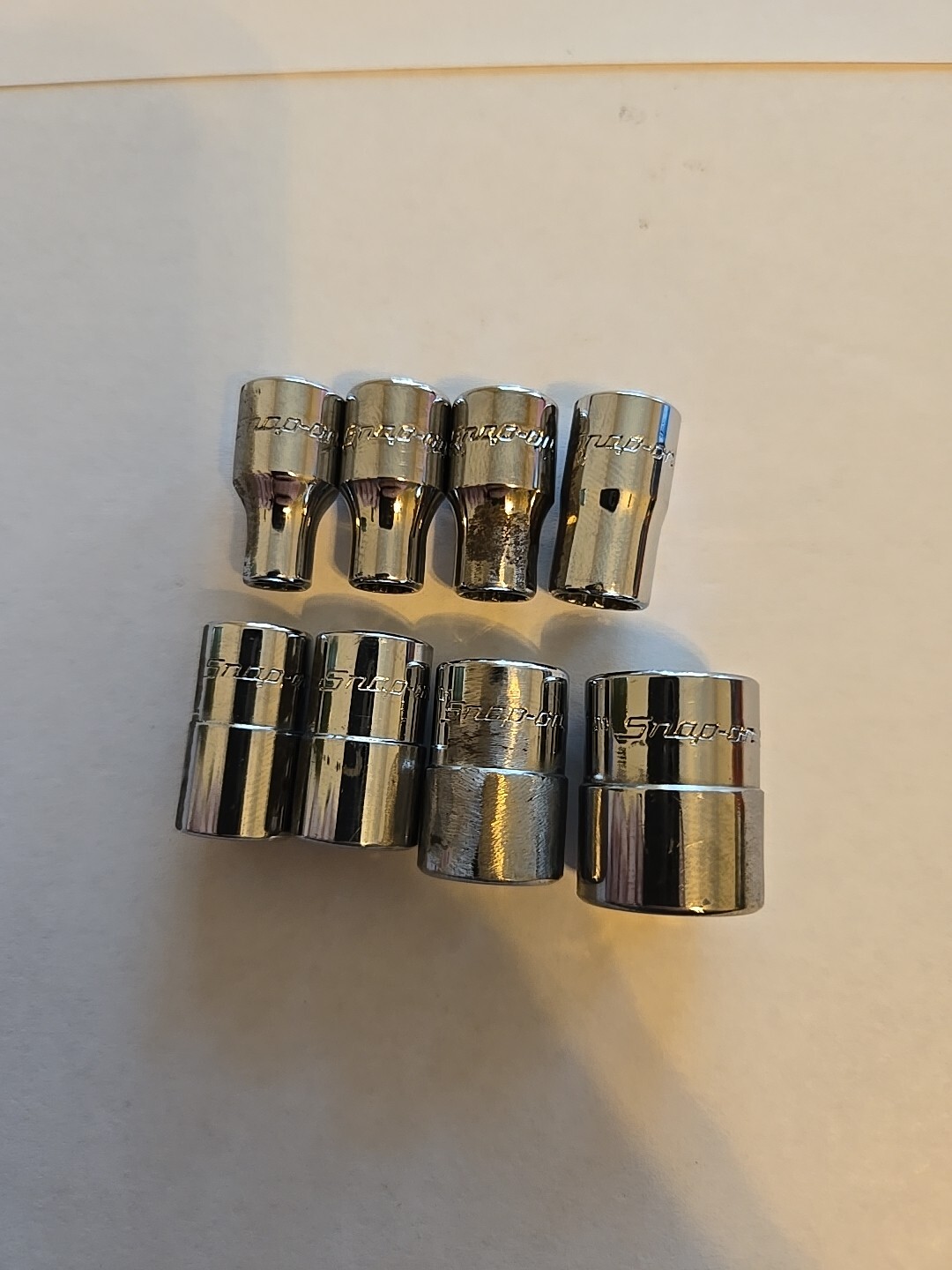 Snap On 1/4″ Drive 3/16″-7/16″ 9/16″ 12PT Shallow Chrome Sockets Lot Of 8