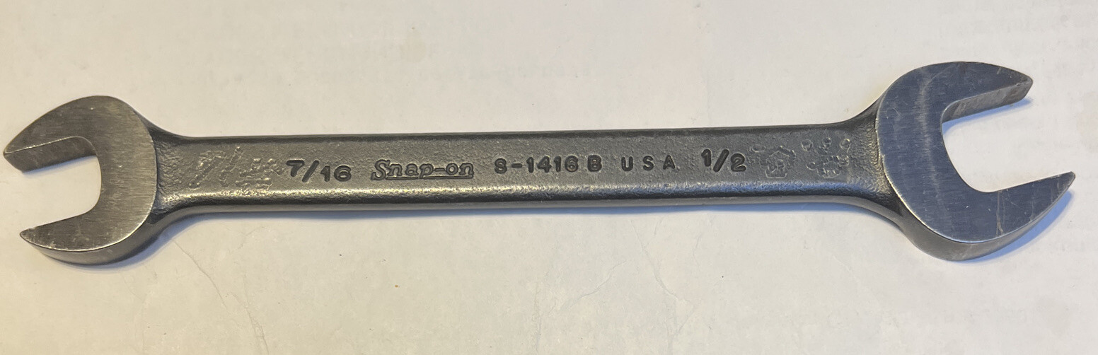 Snap-on 7/16″ x 1/2″ S-1416B Black Industrial Finish Open-end Wrench