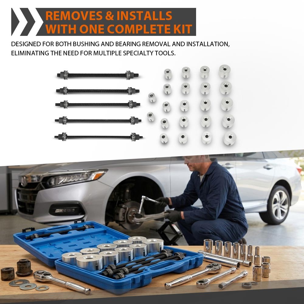 27PCS Universal Press & Pull Sleeve Kit Bush Bearing Removal Insertion Tool Set