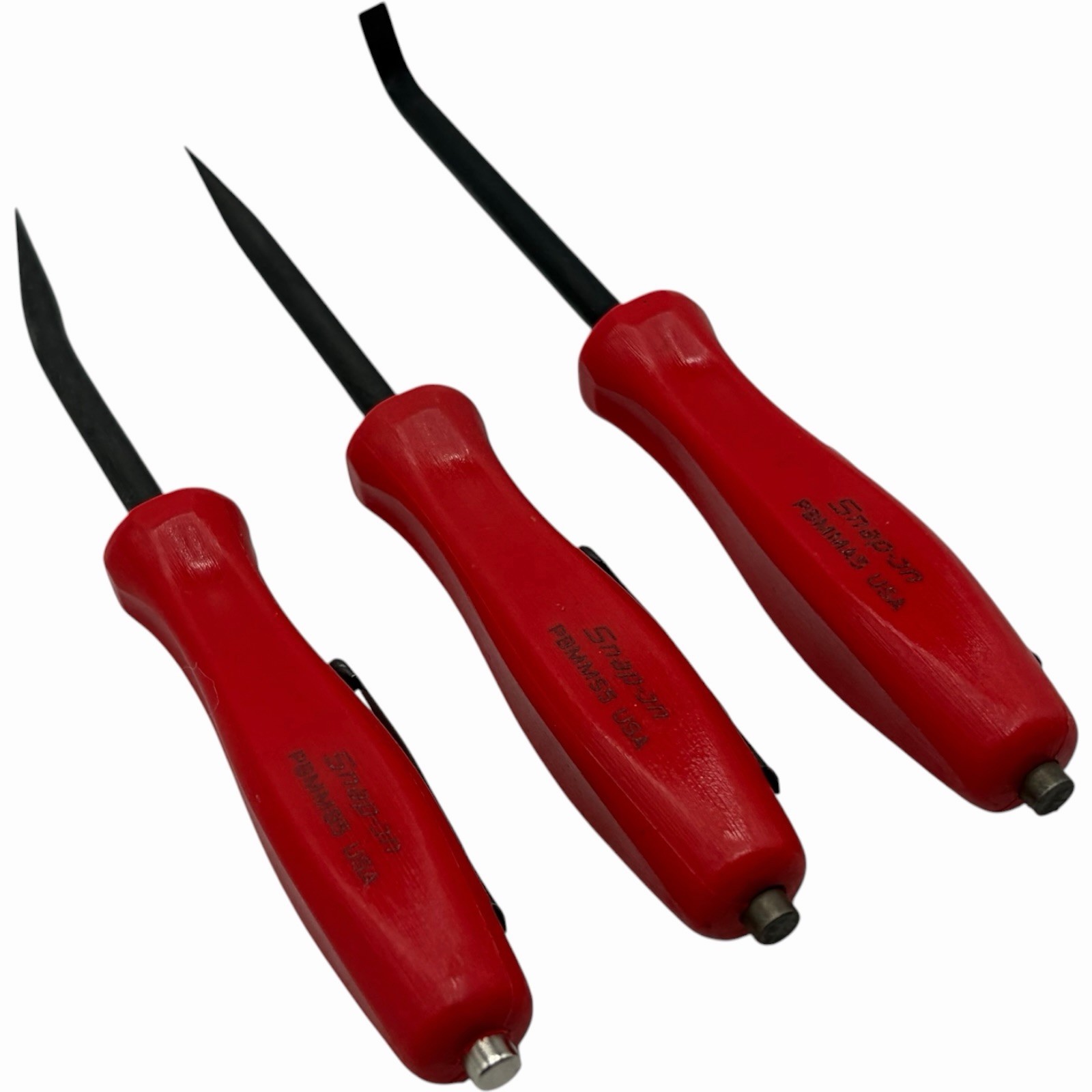 Snap On Tools Mini Magnetic Pocket Pry Bar Set 3 piece Red 5 inch Bent 90