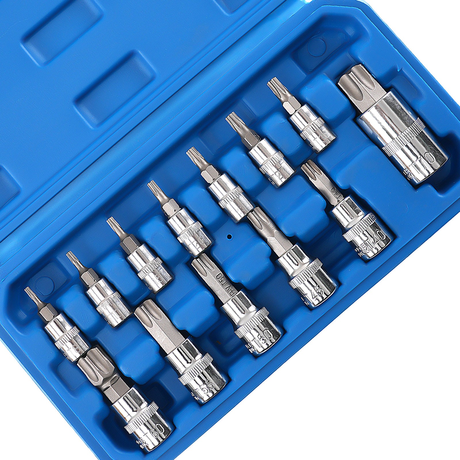 13pcs Socket Tool Set Chrome 1/4 3/8 1/2 Drive T8-T70 Star CRV 6Point