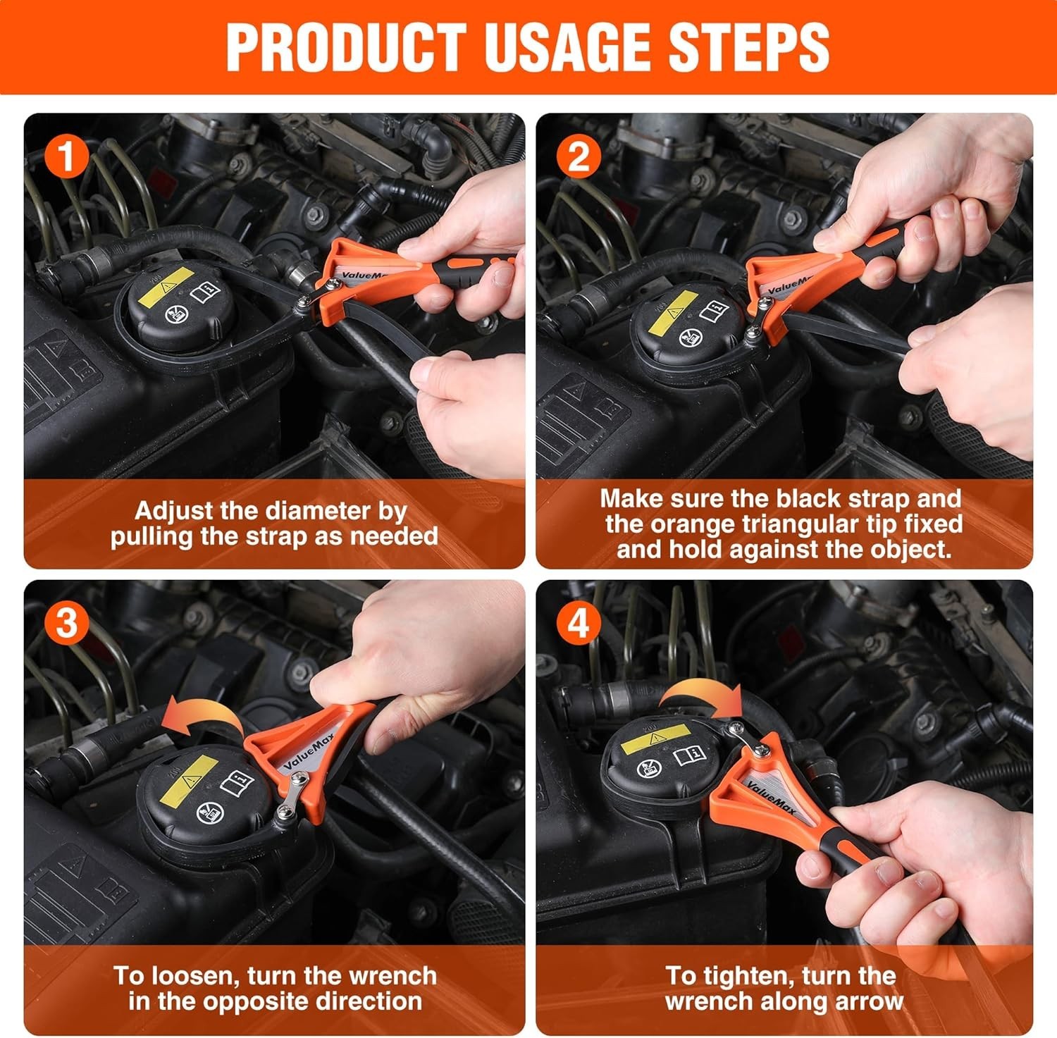 2-piece Strap Wrench Set, Adjustable Oil Filter Wrench with Max Diameter 4″ S…
