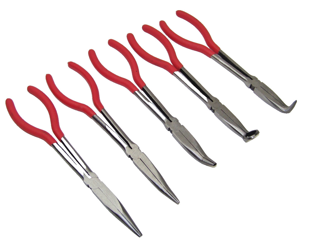 Long Nose Pliers 5 Pc Set 11″ Bent Needle Cable Straight Nose Long Reach Pliers