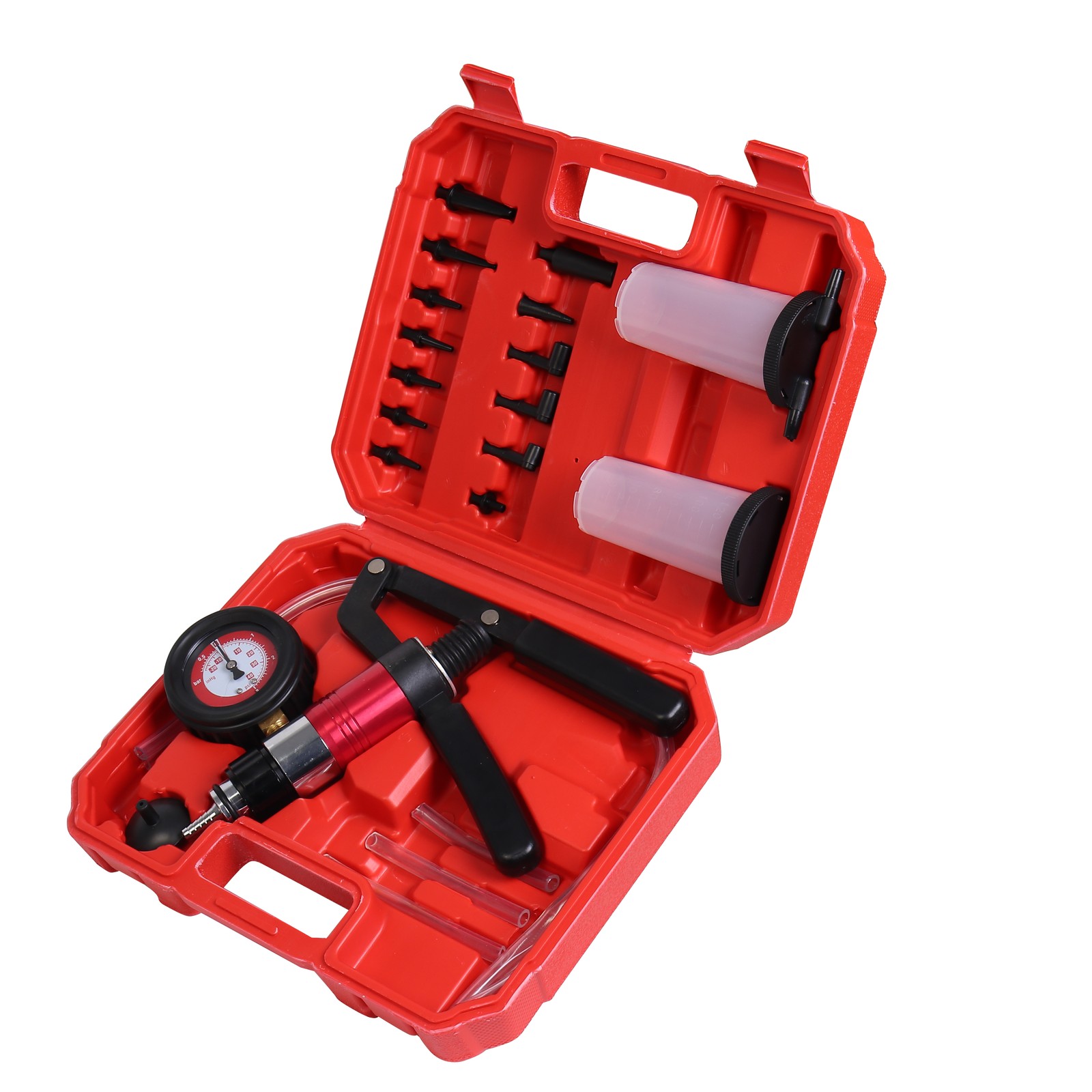 Universal Hand Held Vacuum Pressure Pump Tester Adapters Storage Reservoir Tool