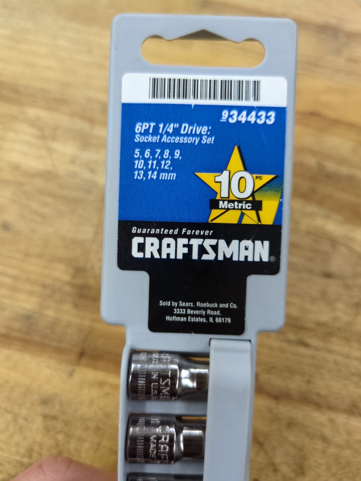 NOS Craftsman 34433 Metric Socket Set 6 Pt 1/4″ Drive 10 PC 5-14mm USA 934433