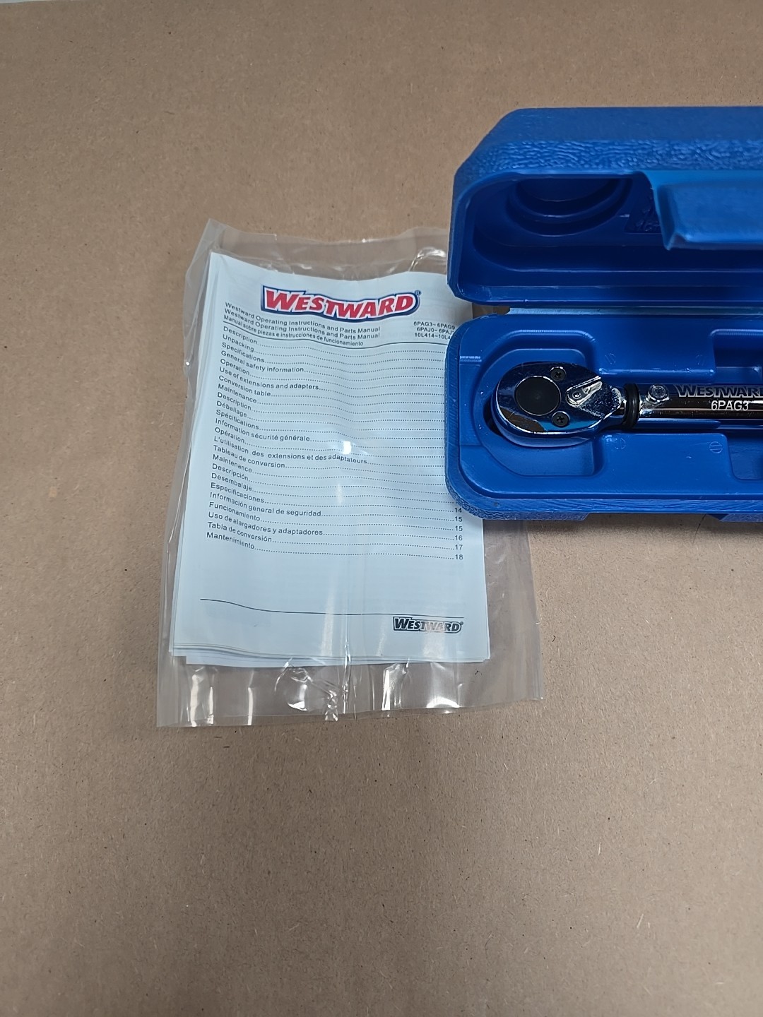 Westward 6PAG3 Torque Wrench 10-50 Ft Lbs With Blue Case