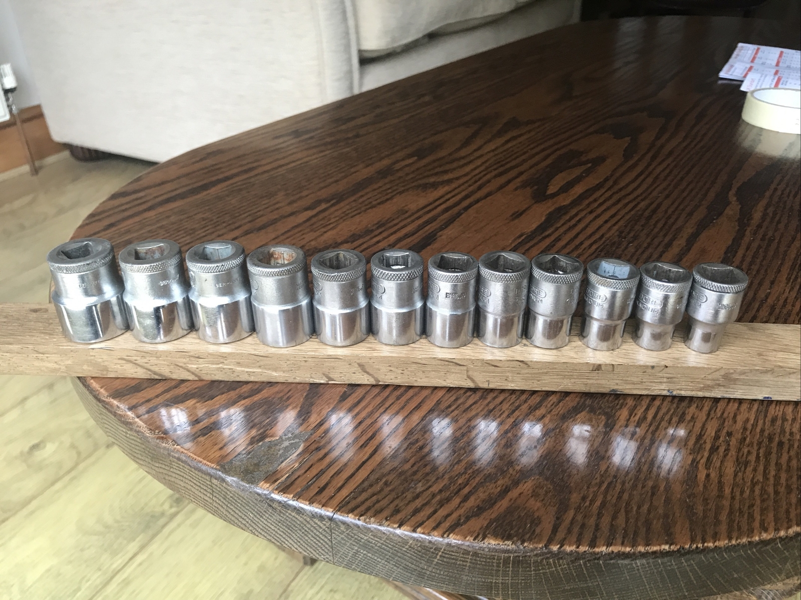 12 Gedore Sockets 1″ To 7/16″ AF With 1/2″ Drive. No 2.