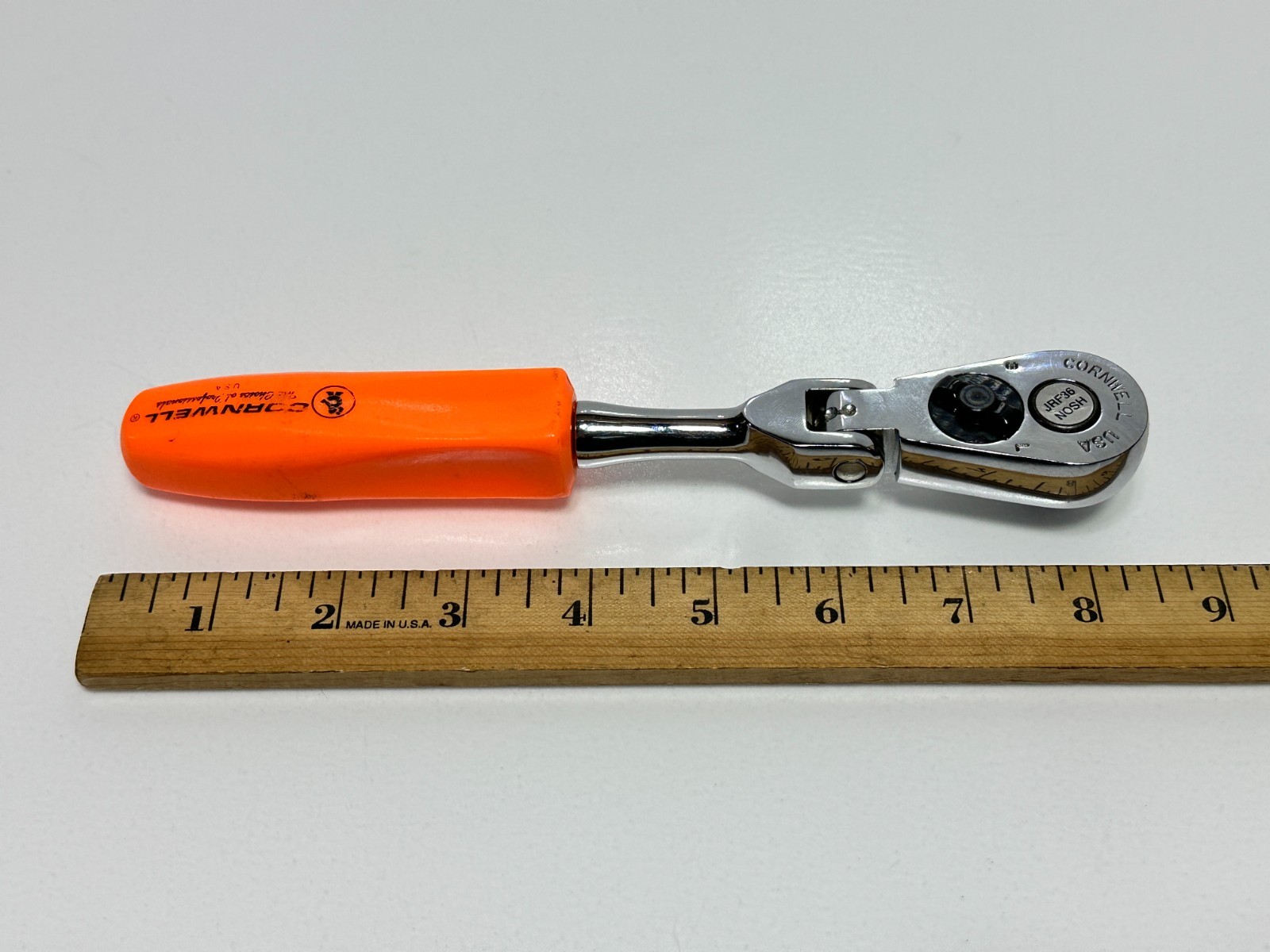 Cornwell Tools USA JRF36 3/8″ Drive Stubby ORANGE Hard Handle Flex Head Ratchet