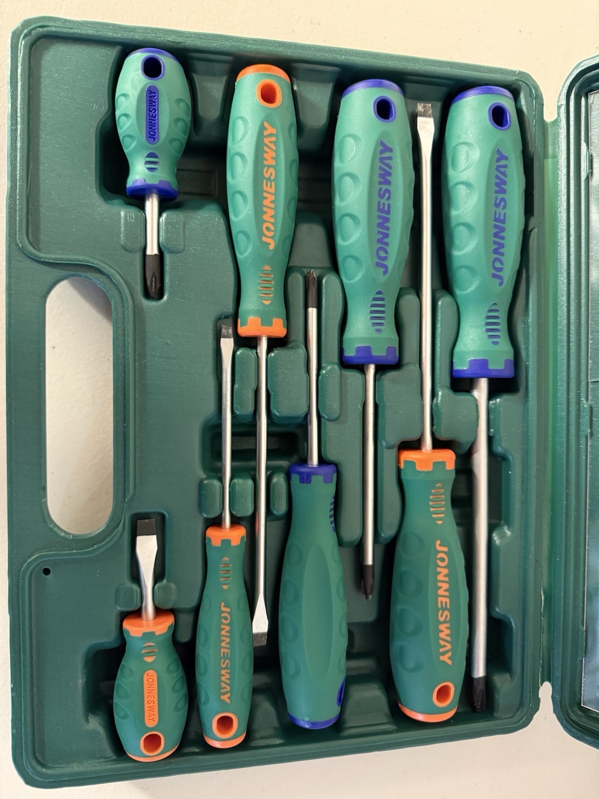 JONNESWAY D71PP08S 8 PCS ANTI-SLIP GRIP SCREWDRIVER SET SLOTTED & PHILLIPS