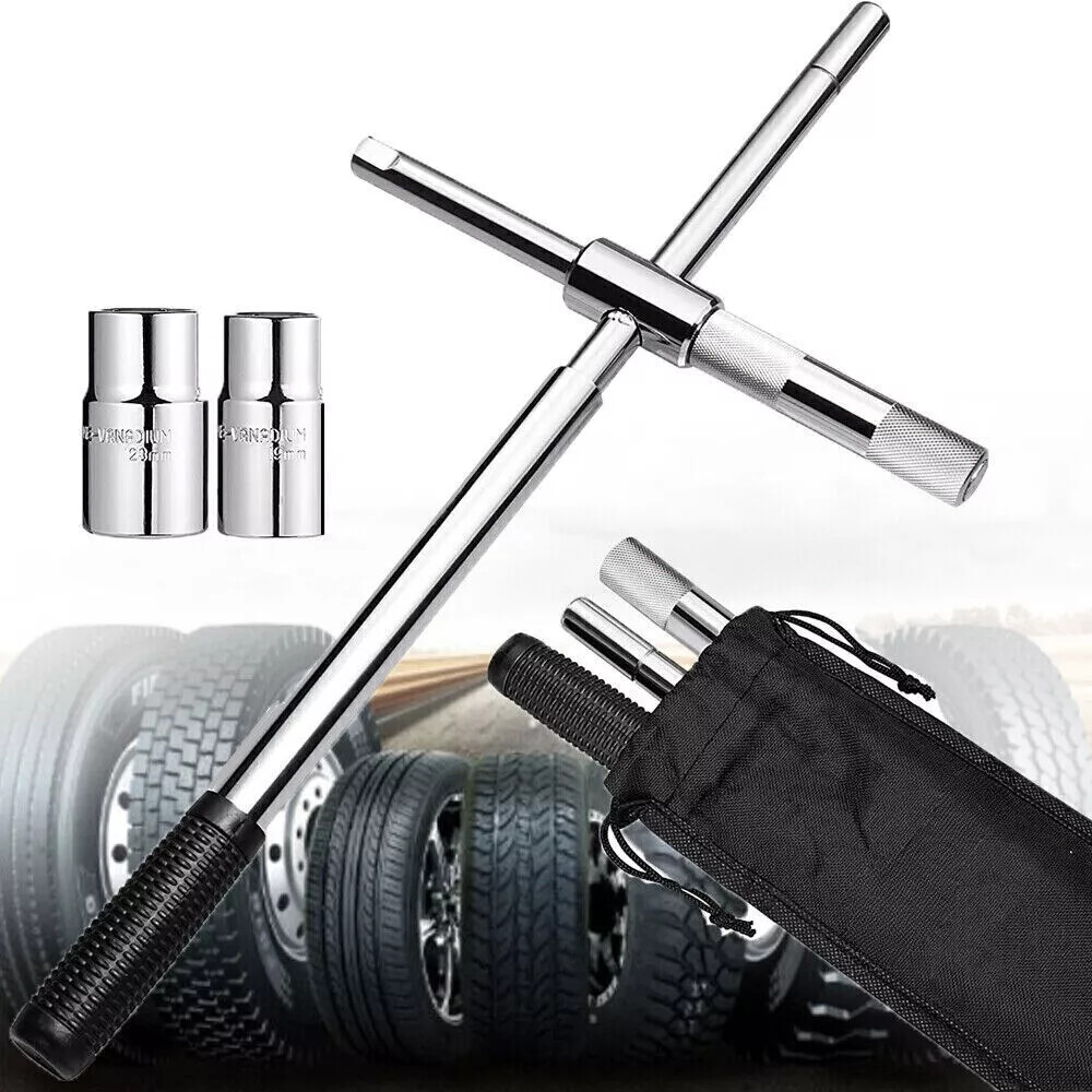 Universal 23″ Extended Lug Wrench 4 Way Tire Iron Nut Wrench Set With Socket