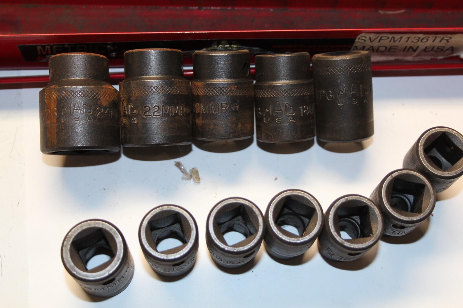MAC TOOLS SVPM136TR 1/2″ Drive Metric Impact Socket Set – 6-PT. 11 PCS YT12Y USA