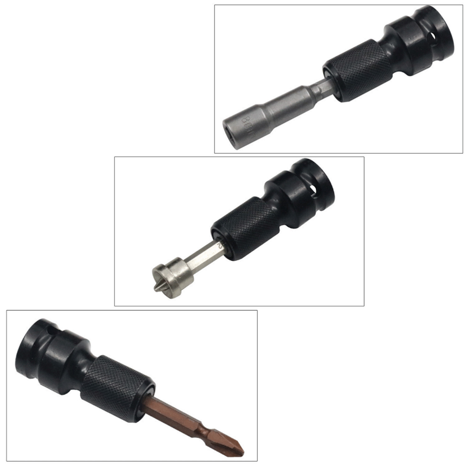 2Pcs Socket Adapter Drill Hex Shank Chuck Change Impact Driver Tool 1/2″ To 1/4″