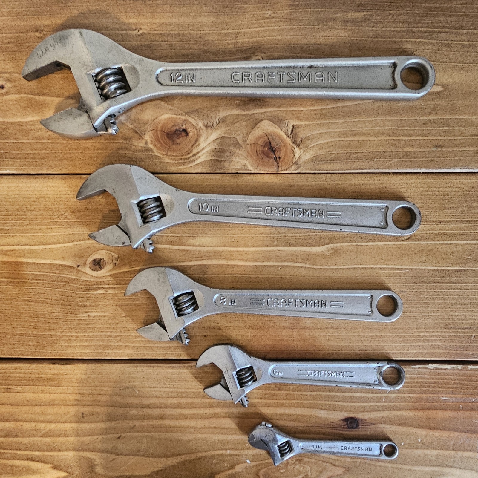 Vintage Craftsman 4″ 6″ 8″ 10″ 12″Adjustable Wrench 44602 44603 44604 444605 USA