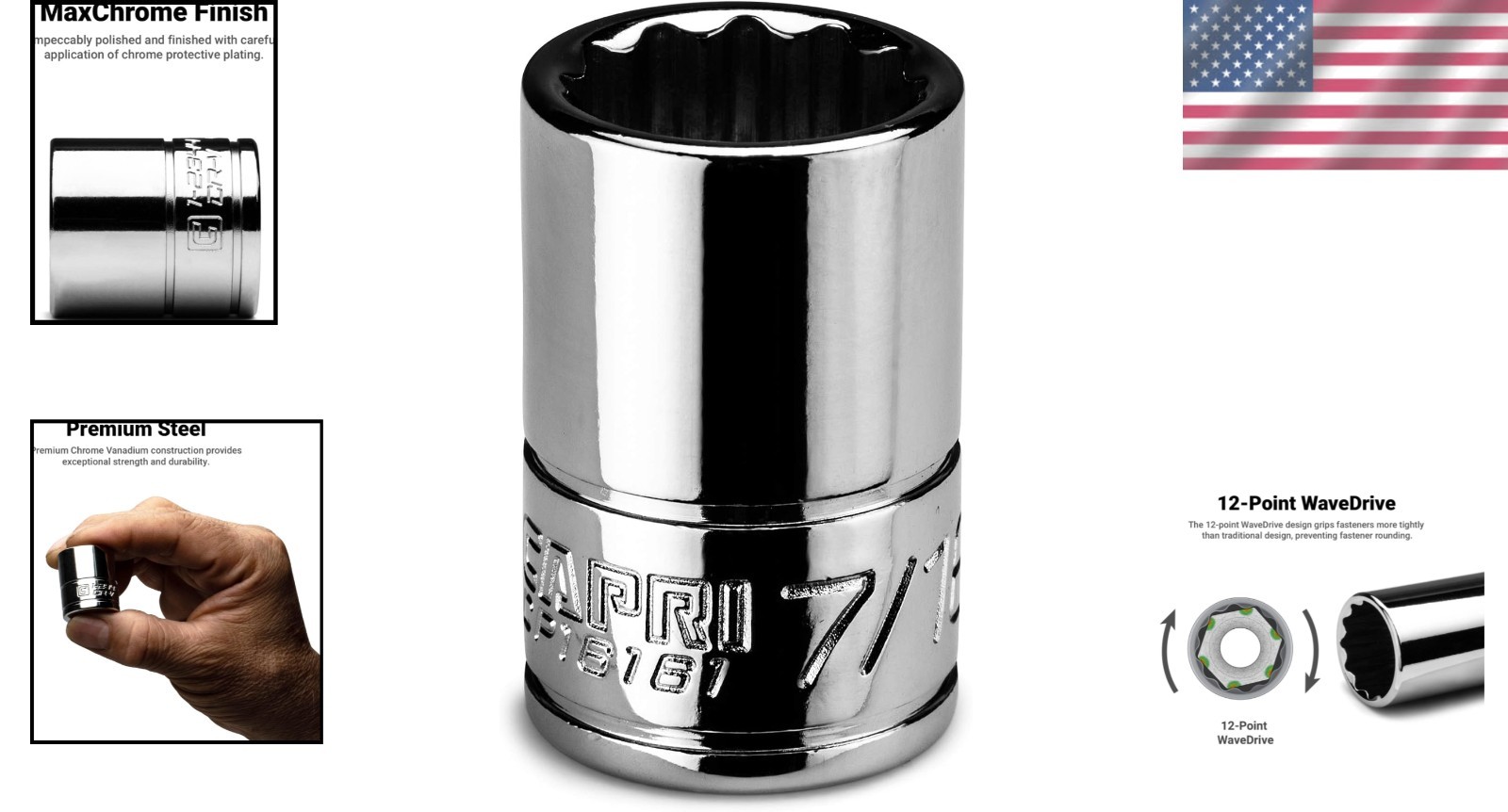 7/16-Inch 12-Point Socket – Chrome Vanadium Steel with MaxChrome Finish