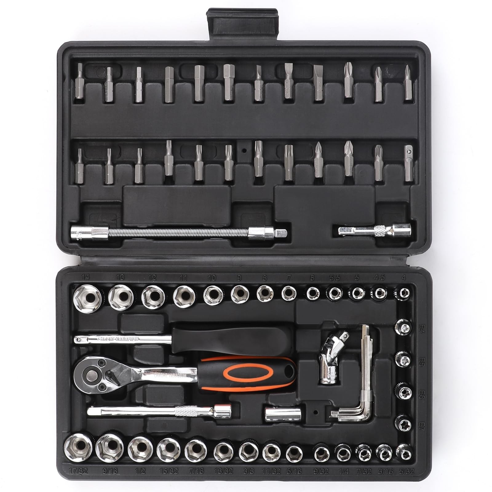 COMOWARE 69pcs Small Socket Set (1/4» & 3/8»), Metric & 69 PCS, Silver