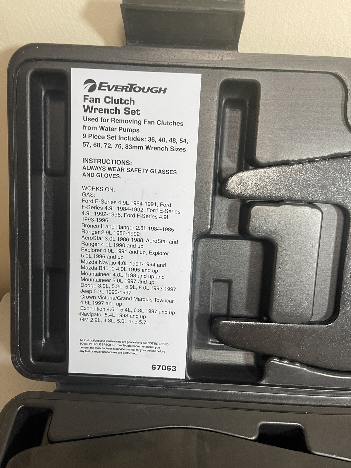 EverTough #67063 Fan Clutch Wrench Set With Case