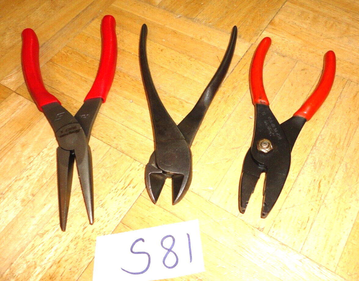 SNAP-ON TOOLS 3 PIECE HOSE CLAMP, NEW NEEDLE NOSE PLIERS, DIAGONAL CUTTER