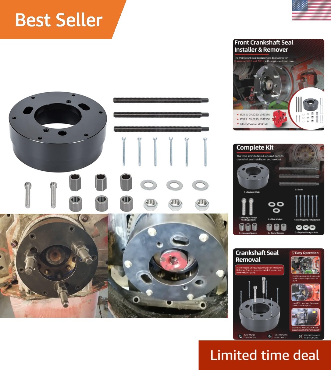 Cummins Front Crankshaft Seal & Wear Sleeve Remover Installer for X15 CM2250 …