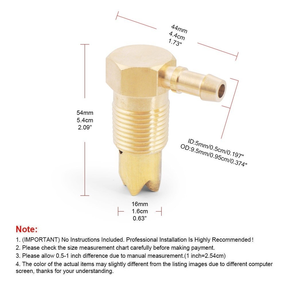 Fuel Tank Venting Check Valve 1/2 NPTF x 5/16 Hose Barb for Custom Lines