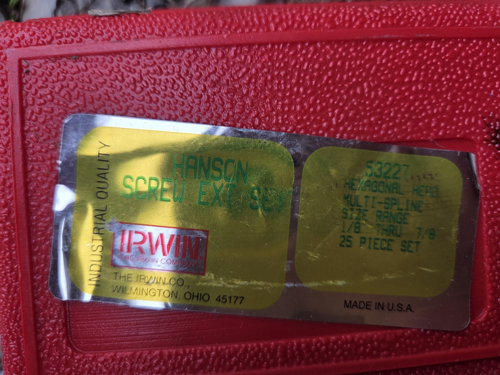 Irwin Hanson Screw Extractor Set, model 53227 is a 25-piece.