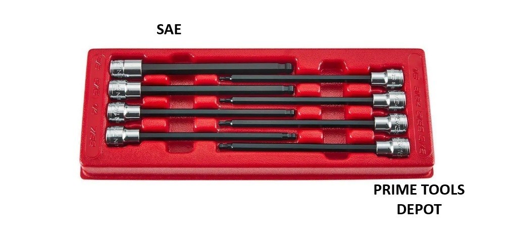 ICON 3/8 in. Drive SAE + METRIC Professional Long Ball Hex Bit Socket Set -2pk