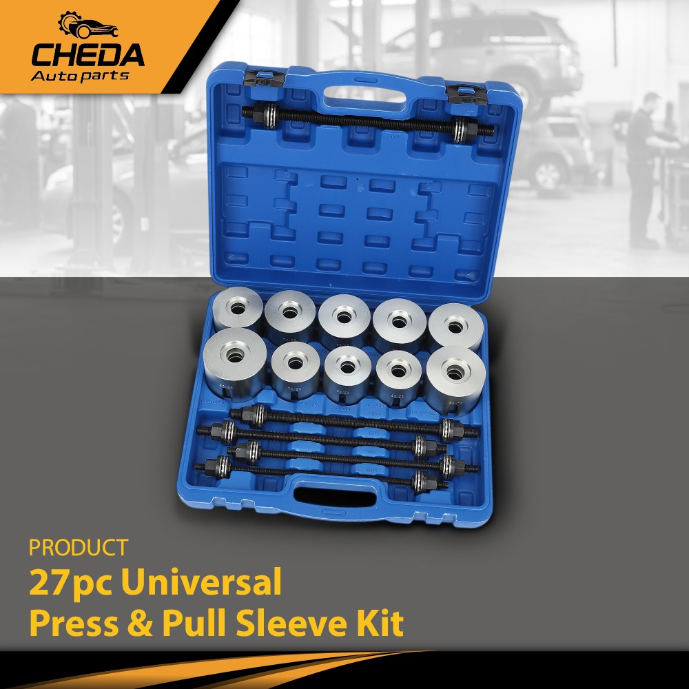 Universal Press & Pull Sleeve Kit Bush Bearing Removal Insertion Tool Kit 27 PCS